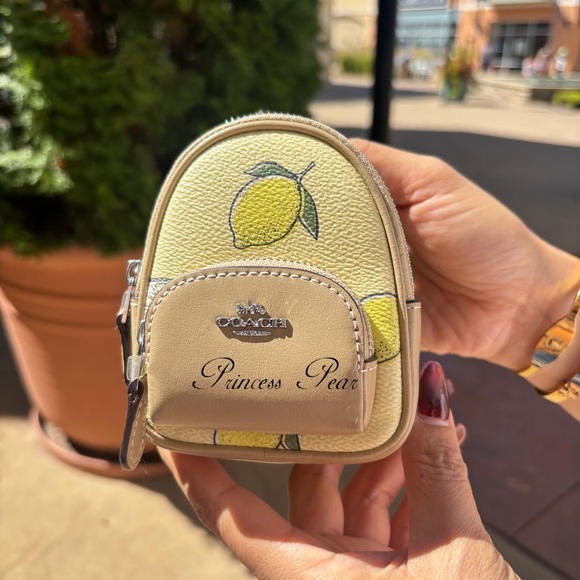 NWT Coach CAP03 Mini Court Backpack Bag Charm With Lemon - Picture 1 of 5